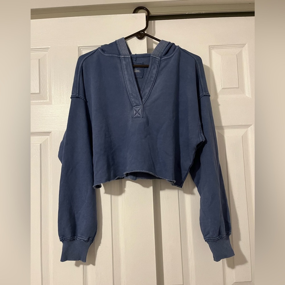 Aerie Cropped Open Neck Hoodie
